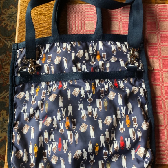 Lesportsac Large Navy Tote with Professions Print - Picture 5 of 10